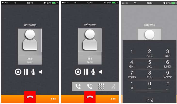 3.1.7. Połączenia Połączenia w aplikacji można wykonywać zarówno na numery wewnętrzne w ramach centralki micropbx jak i na numery zewnętrzne GSM/PSTN.