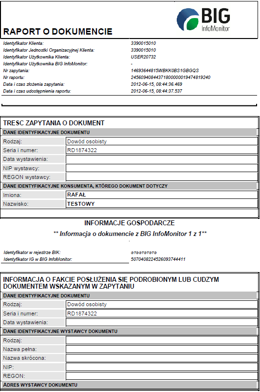 Biuro Informacji Gospodarczej Dostęp przez