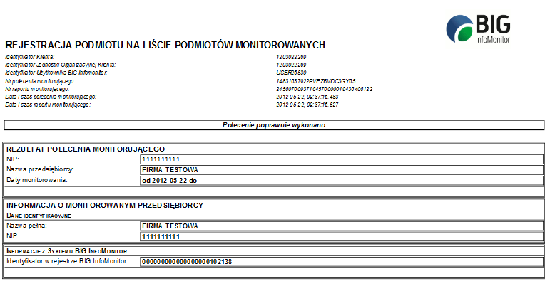 Dodaj nowy Wybór funkcji Dodaj nowy dodanie podmiotu do listy podmiotów monitorowanych. W celu dodania nowego podmiotu należy poprawnie wypełnid poniższe pola.