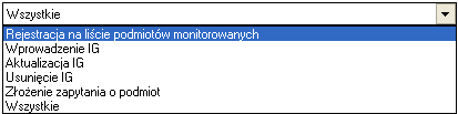 Rysunek 67 - Formularz przeglądania historii rezultatów monitorowania podmiotów Po przesłaniu formularza zwrotnie wyświetlany jest spis zmian: Rysunek 68 - Przeglądanie historii rezultatów