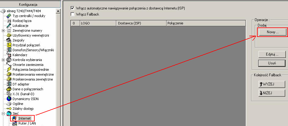 6. Konfiguracja wstępna - dostęp do Internetu Router dostępny w centralce posiada szerokopasmowy interfejs WAN w postaci portu Ethernet.