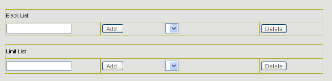 Wybierz Add aby dodać nową Tabelę przydziału lub Delete aby usunąć wcześniej zdefiniowaną. Uwaga! Aby zachować wprowadzone parametry wybierz Config Manage Save Config.