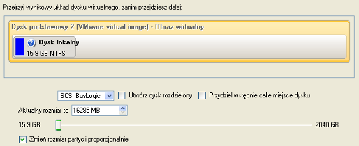 63 Nasz program obsługuje umieszczanie sterowników w formacie obrazów.iso i.flp, można więc na przykład pobrać i umieścić sterowniki dla kontrolera BusLogic ze strony internetowej VMware.