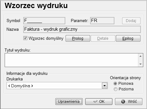 Tylko podsumowanie selektor określający czy drukowane ma być tylko podsumowanie. Przydatny dla wydruku zestawień.