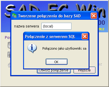 Domyślne hasło użytkownika bazy SAD to sadec. Zmiana hasła bazy danych SAD dla użytkownika sad może być wykonywana przez administratora serwera SQL z użyciem narzędzi serwera SQL.