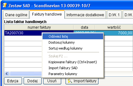 klienci lista kontrahentów zmiana użytkownika - logowanie utworzenie dokumentu XML kontrola poprawności dokumentu obsługa funkcji wysyłania zgłoszeń do systemu Celina wydruk dokumentu Jeśli