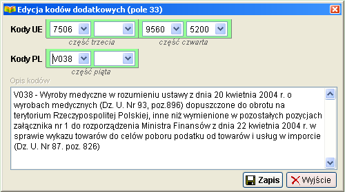 Należy pamiętać, że jeśli towar jest nie opakowany lub towar jest towarem masowym (rodzaj opakowania NE, VQ, VG, VL, VY, VR, VO ) w ilości opakowań należy podać ilość sztuk (rodzaj opakowania NE ), a