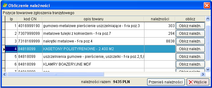 Pole 51 pole dostępne tylko w przypadku zgłoszenia SAD typ F. Pole pozwala na podanie 6 numerów UC tranzytowych. W podpowiedziach do pola dostępna jest lista wszystkich unijnych UC.