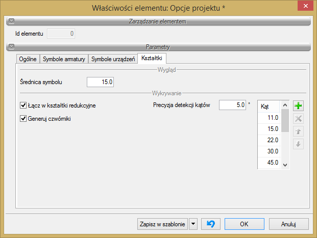 Kształtki Rys. 86. Zestawy kształtek dla przejścia STAL-DN32/PE-DN50 8.2. Kształtki instalacyjne okno Opcje projektu Rys. 87.