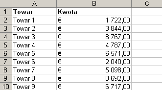 Rys. 2. Zmodyfikowany format niestandardowy 3. Zatwierdź, klikając OK. ZauwaŜ, Ŝe oznaczenie waluty jest teraz wyrównane do lewej krawędzi komórki, a wartość liczbowa do prawej.