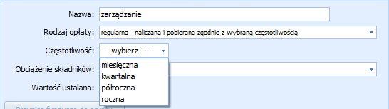 Definiowanie opłat Krok 1: Aby wprowadzić opłatę do bazy wybierz opcję Definiuj nową opłatę. Krok 2: Wszystkie właściwości opłaty określane są w zakładce Parametry.