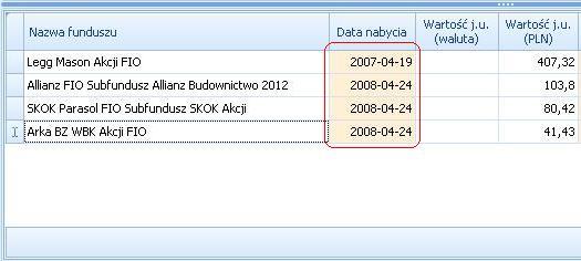 Możliwe jest wielokrotne wybranie jednego instrumentu i zakup jego jednostek na różne daty podczas jednej operacji. Krok 2: Po określeniu kupowanych instrumentów należy skonfigurować datę ich nabycia.