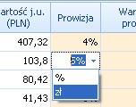 Krok 4: Aby uwzględnić koszty prowizji przy zakupie należy wpisać odpowiednią wartość w kolumnie Prowizja.