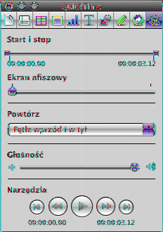 Korygowanie ustawień odtwarzania Jeżeli w dokumencie użyty ma być tylko fragment pliku dźwiękowego lub filmu, można ustalić to w oknie Inspektora QuickTime.