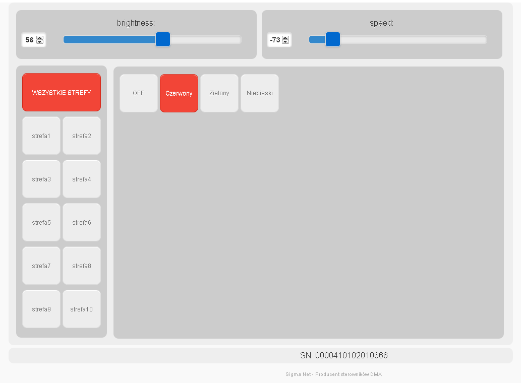 8.4 Strona www - panel sterowania Sterowanie modułem Light Magic poprzez stronę www pozwala kilku użytkownikom jednocześnie kontrolować oświetlenie co ma duże znaczenie w przypadku sterowania