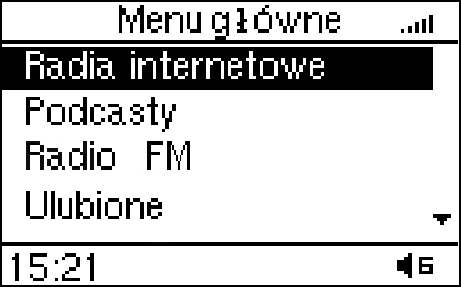 Przeglądanie pozycji menu odbywa się za pomocą pokrętła Liveradio bądź przycisków pionowej nawigacji pilota zdalnego sterowania. 3.