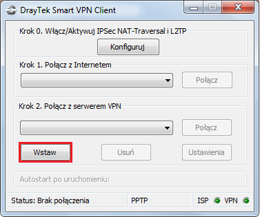 2. Konfiguracja klienta VPN Kliknij przycisk Wstaw.