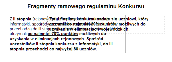 Po wszystkich poprawkach strona internetowa powinna wyglądać tak jak na poniższym obrazku: a) (1 punkt) Obecnie oba bloki tekstowe nachodzą na siebie (jak na poniższym rysunku).