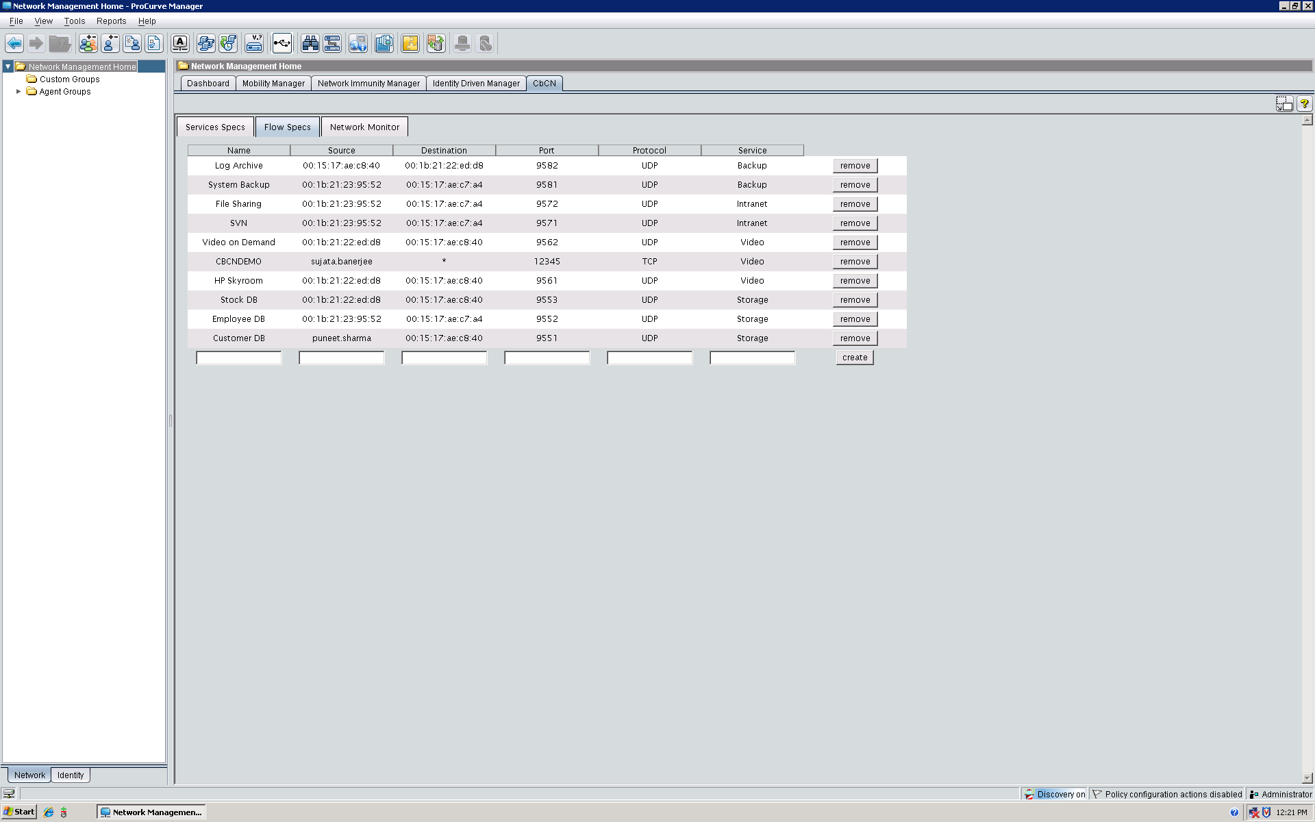 HP OpenFlow in Action OpenFlow Management Software Connection Policies