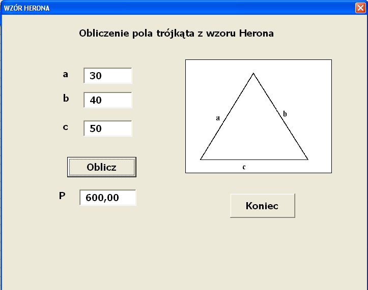 4.6.2. program wpisany pod przyciskiem OBLICZ: 4.6.3.