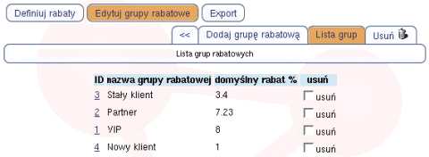 Ka»dy zarejestrowany klient w naszym sklepie mo»e by przypisany do odpowiedniej grupy rabatowej.