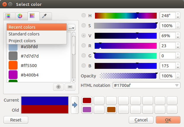 Figure 12.19: Color picker ramp tab Figure 12.