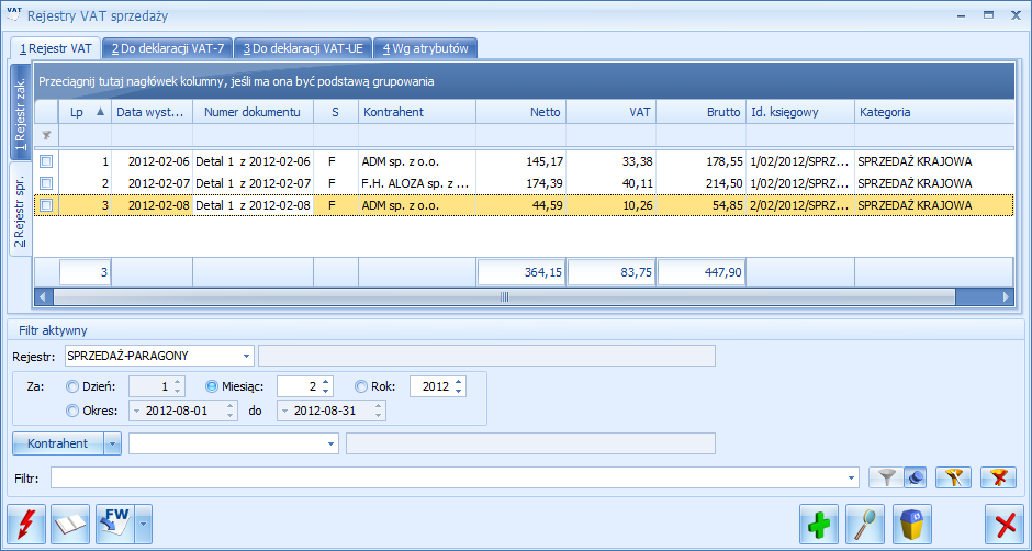 Rys. 4 Rejestr sprzedaży VAT Pokażemy teraz, jak wprowadzić nowe zapisy do Rejestrów VAT. Jak to zrobić?