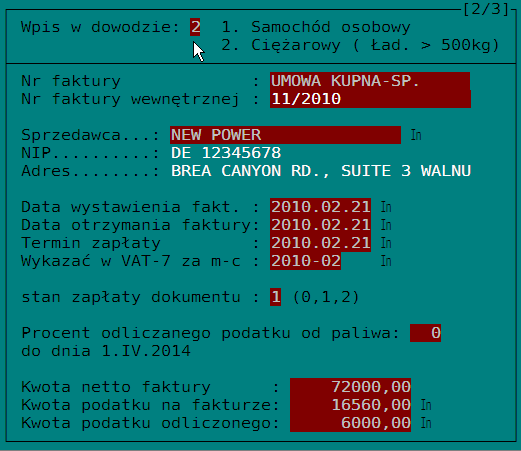 S t r o n a 14 Wpis w dowodzie: Jeżeli samochód należy do grupy B, to generalnie do dnia 1.VII.2015 nie będzie możliwości odliczania podatku VAT od zakupionego paliwa.