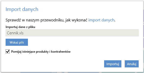 sprzedażowych, oraz Data wystawienia, Data zakupu i Data wpływu dla dokumentów zakupowych.