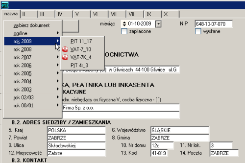 Dane wstępne Po naciśnięciu klawisza dopisz ukazuje się okienko, w które wpisuje się dane drukowane następnie na deklaracji.