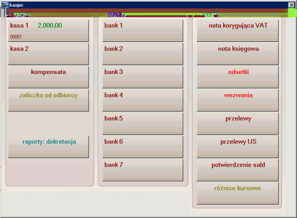 2. Płatności 2.1 Raporty kasowe i bankowe W programie przyjęto system rozliczeń zapłat według kwot wprowadzonych do raportu kasowego lub bankowego.