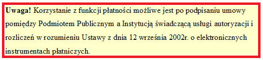 7. Jak wnieść opłatę? Jeżeli do danego wniosku urząd przypisze wielkość opłaty jaką interesant musi wnieść po złożeniu wniosku pojawi się następujące okno (Rysunek 23). Rysunek 29.