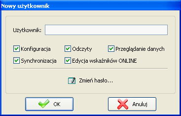 Okno posiada własny pasek narzędzi z przyciskami wywołującymi następujące funkcje: Dodaj użytkownika pozwala na dodanie nowego użytkownika programu.