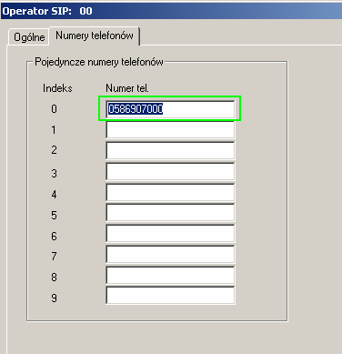 Operatorzy VoIP SiećT2 (efon) Konfiguracja profilu operatora dla Sieci T2 wygląda następująco: Oczywiście numer wiązki i wybór omyłkowy,