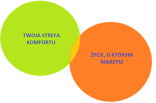 Opuszczenie strefy komfortu Aby zacząć się zmieniać musimy opuścić strefę komfortu.