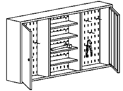 99 SW-0 Stół warsztatowy 20x60x85 2 Blat stołu wykonany ze sklejki liściastej warstwowej gr min. 30 mm. Nogi podporowe wykonane z blachy stalowej gr. min. 2 mm. Półki i ścianka tylna z blachy gr min.