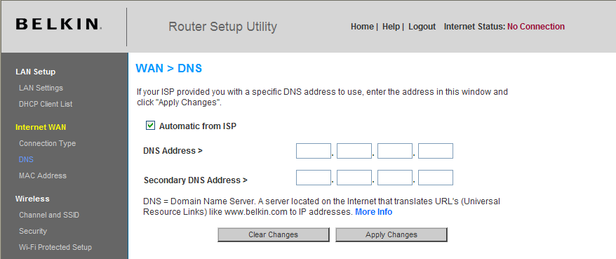 Alternatywna metoda konfiguracji 5. My Internet IP (Mój adres IP) 1) Get Dynamically From ISP (Dynamiczne pobieranie od usługodawcy): Adres w sieci WAN jest pobierany automatycznie od usługodawcy.