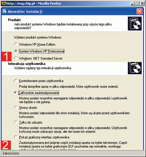 Bez nadzoru Instalacja bezobsługowa jest najłatwiejszym sposobem "postawienia" systemu operacyjnego na wielu komputerach.