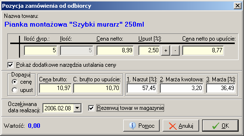 Zamówienia od odbiorców - możliwość rezerwacji towaru podczas tworzenia zamówienia.