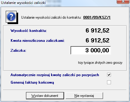 Forte Handel 7 / 14 Ponadto w oknie kontraktu został uwidoczniony stan rozliczenia tego kontraktu, zarówno magazynowo jak i fakturowo.