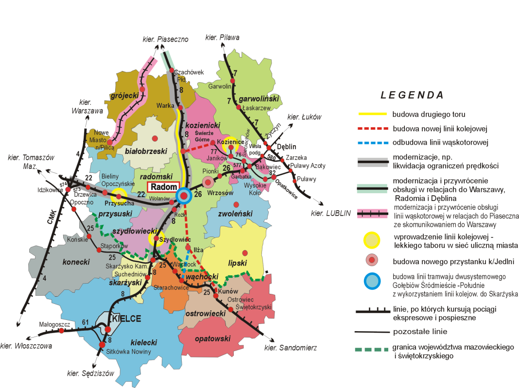 16. Modernizacja linii nr 27 Sierpc Toruń. Modernizacja linii kolejowych subregionu radomskiego w latach 2013 2020 (rys. 12.