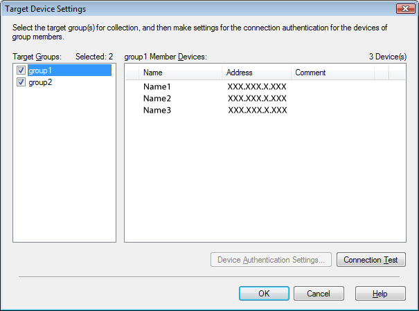 Data Collection BTB013S Pozycja Explanation 1 Target Groups: Displays the groups whose devices are specified for collection.