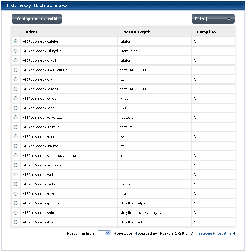 Rysunek 52 Lista adresów we