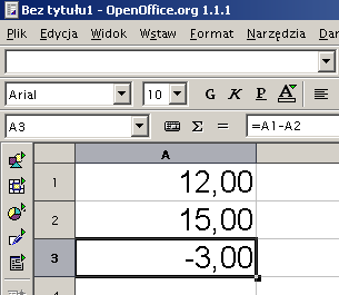 2. Proste oblczena 2. Podstawowe operatory matematyczne Oblczena moŝna wykonywać wpsując do wyraŝena konkretne lczby, albo podając adresy komórek arkusza, w których te lczby są zapsane.