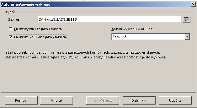 6.4. Wykonywane wykresów W oparcu o dane lczbowe zawarte w arkuszu kalkulacyjnym moŝna wykonać wykres np.: dla funkcj yx 2 w zakrese dla x od 3 do +3.