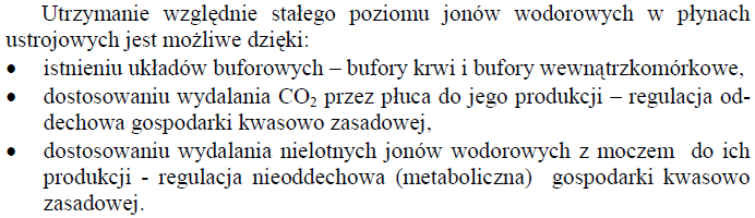 Utrzymanie stałego poziomu jonów H + w organizmie Szutowicz