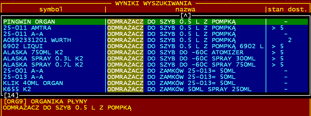 Wyświetliły sie wszystkie wyniki, które zawierają w sobie cyfry 1104011. 1104011 pojawia się jako symbol dostawcy progu do DAEWOO TICO oraz jako zamiennik KK bez karty towarowej.