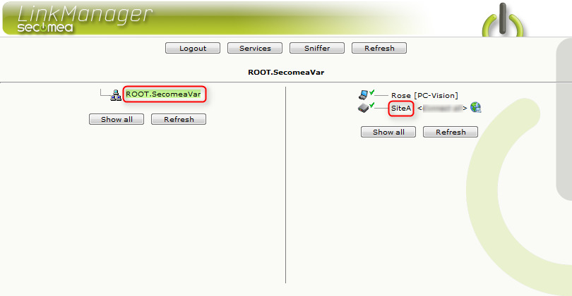 UŜytkownik LinkManager 4.2. Podłączenie do interfejsu użytkownika (GUI) SiteManagera 28. Po udanym zalogowaniu do LinkManagera zobaczysz w oknie przeglądarki konsolę.