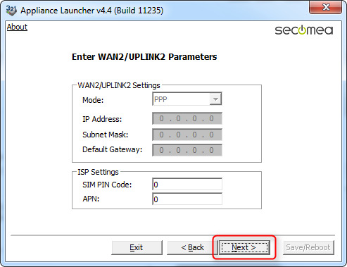 Instalator SiteManagera 8. Kliknij Next by wejść do konfiguracji drugiego dostępu do internetu WAN2/UPLINK2. Jest to dostęp do internetu przez sieć komórkową 3G/GPRS.