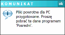 b. Oddawanie danych do PC W celu wydania tras dla komputera PC należy nacisnąć przycisk Wydanie tras dla PC, co spowoduje wyświetlenie się okna: Po zatwierdzeniu przyciskiem Tak program przygotuje